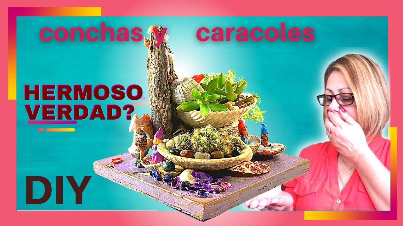 DIY/ maceta de conchas y caracoles para suculentas, manualidades que no deves perderte 2021