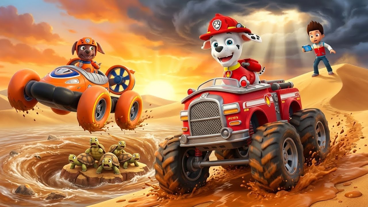 ¡PAW Patrol: Ruedas al Rescate! – ¡Caos en el Oasis del Desierto! 🌊🏜️ | Zuma y Marshall Salvan