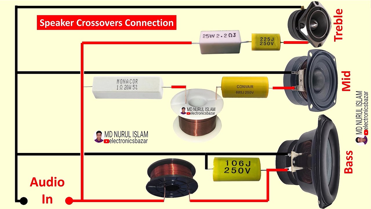 Speaker Crossovers Connection || 3 Way Speaker Crossover Wiring || How to Make Crossover for Speaker