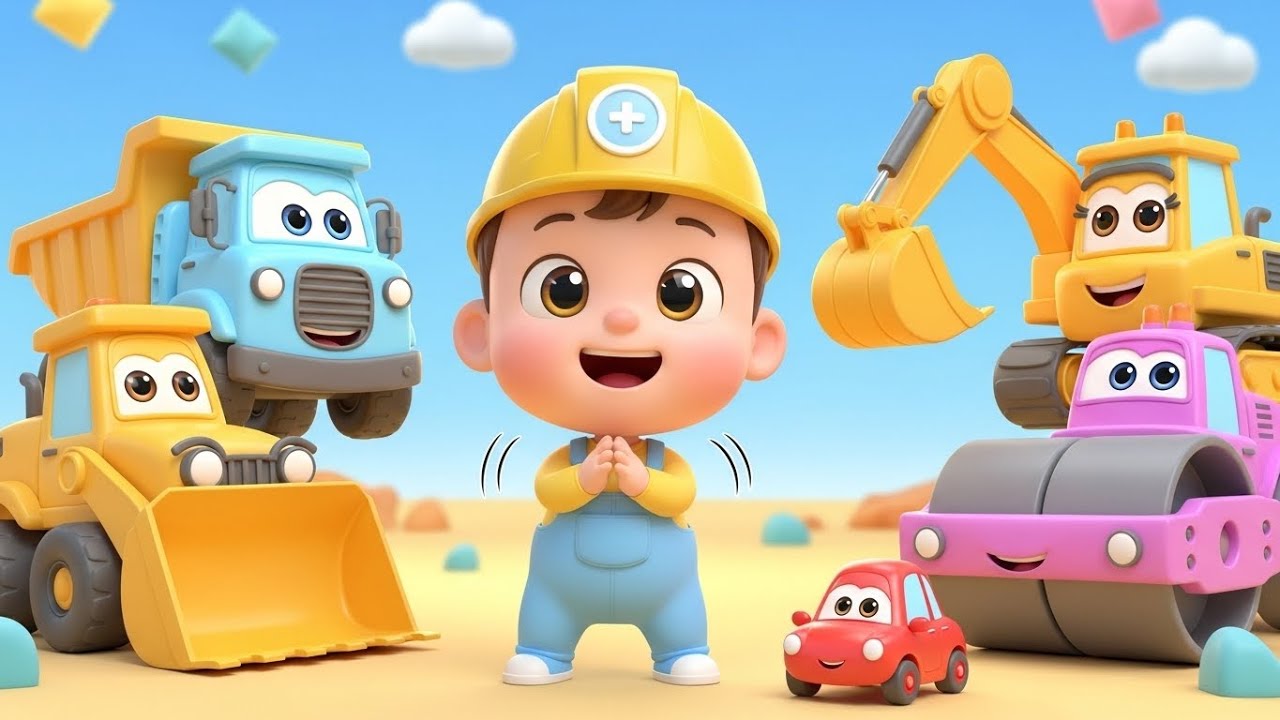 Construction Trucks Song for Kids 🚧 | Trucks at Work Nursery Rhyme#america #usakids #rhymes