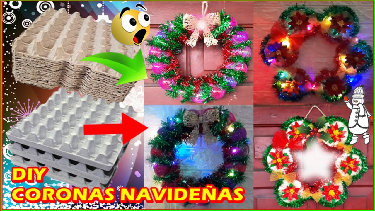 2 CORONAS NAVIDEÑAS HECHAS CON CARTÓN DE HUEVOS RECICLADAS ♻️🎄 | CREA y VENDE #creativosenaccion