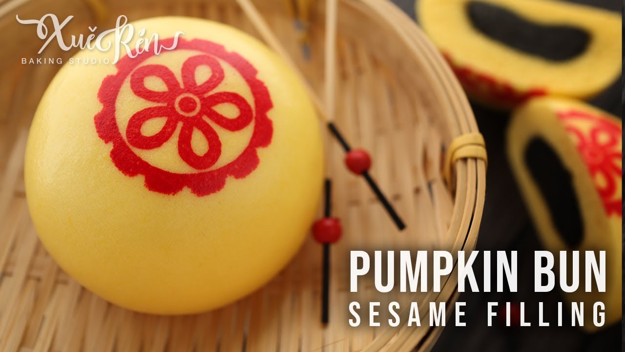 Perfect Stamp Tip | Pumpkin Steamed Bun | How to make sesame filling | 完美印章技巧, 南瓜包子, 如何製作黑芝麻餡 | (CC)
