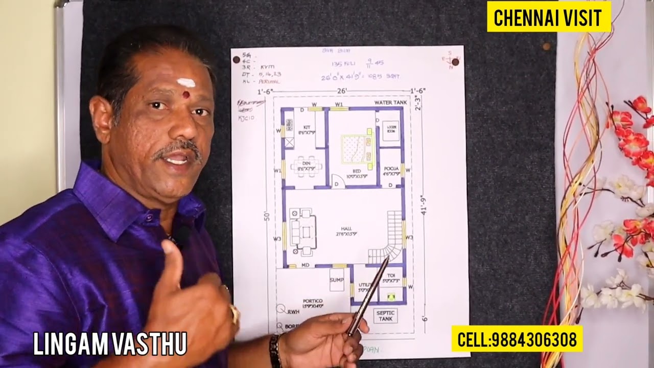 வடக்கு பார்த்த வீடு வாஸ்து பிளான்| NORTH HOUSE VASTHU PLAN|#northplan #1bhk #1bhkcarpark #135kuli