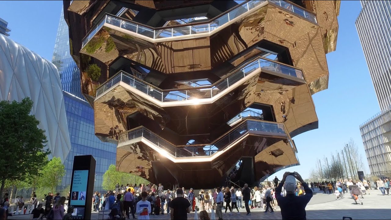 [4k] New York Walk Highline from Whitney Museum to Vessel