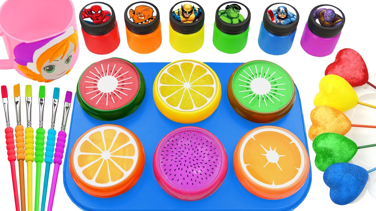 Satisfying Video l DIY How To Make Rainbow Blue FORM From 6 Fruit Sprunki Toys PaintBrush ASMR