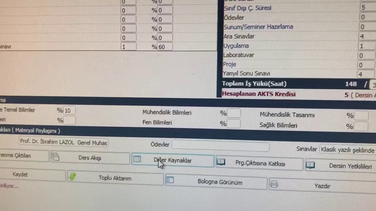 Amasya Sosyal Bilimler MYO obs ders içerik girişi