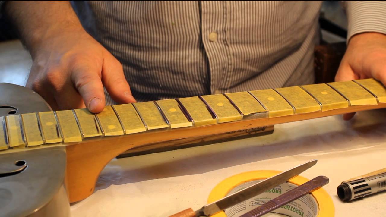 Tutorial - An Old Dobro Guitar Gets TLC - Fret Repair/Level and a New Nut