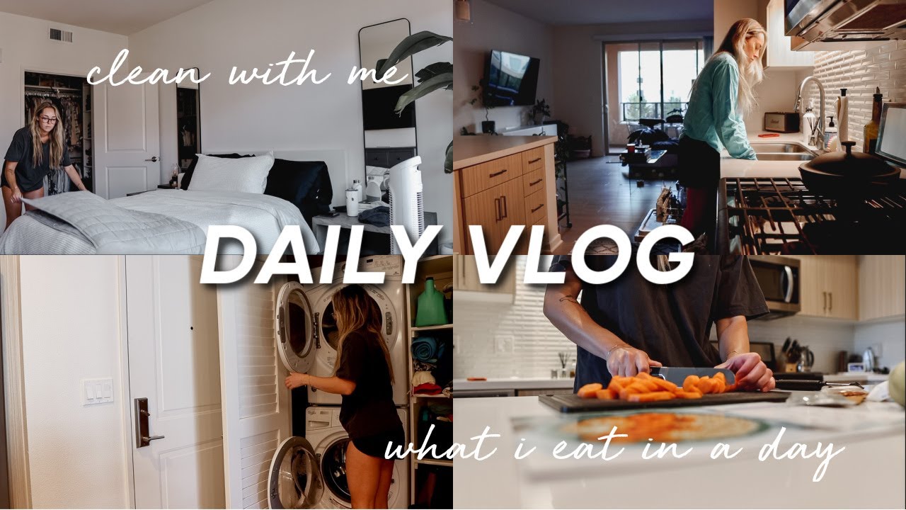 DAY IN MY LIFE: healthy what i eat in a day + clean my apartment with me