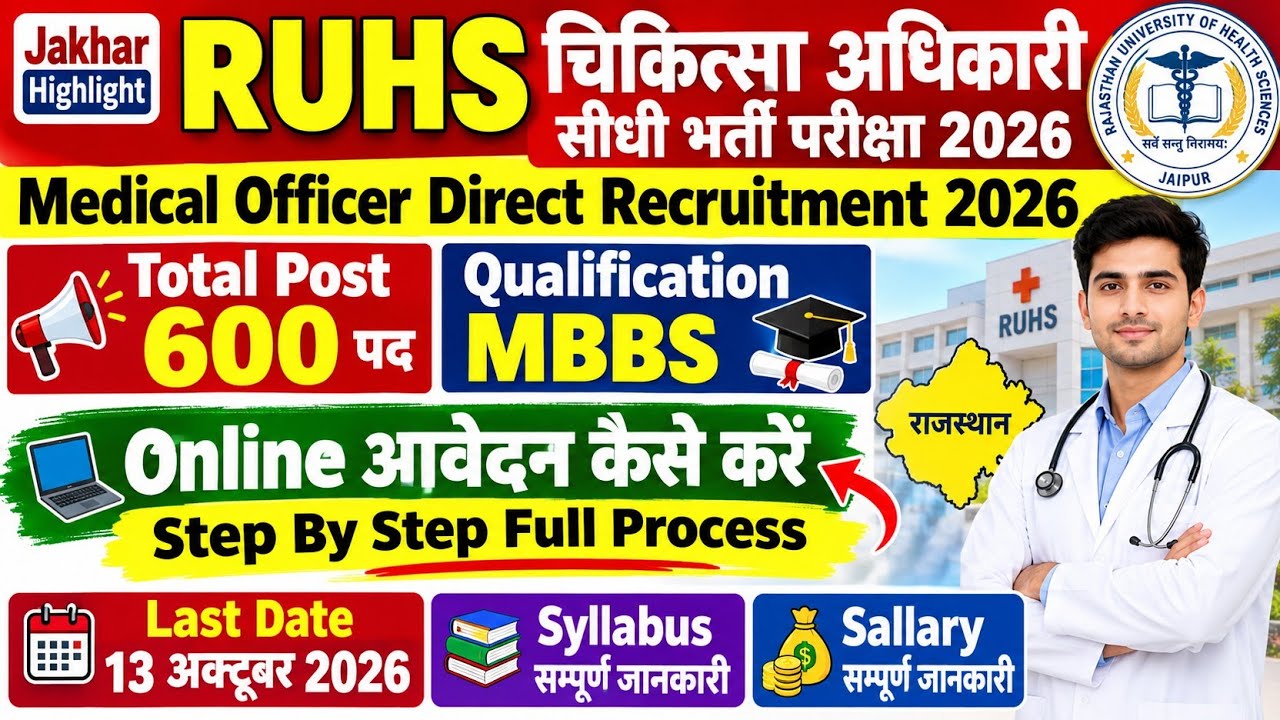 How To Apply Online for RUHS Medical Officer Recruitment 2026 | MBBS | How to Fill Online Form 2026