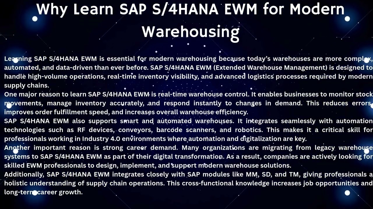 SAP S/4HANA EWM Online Training Learn SAP S/4HANA EWM from Scratch