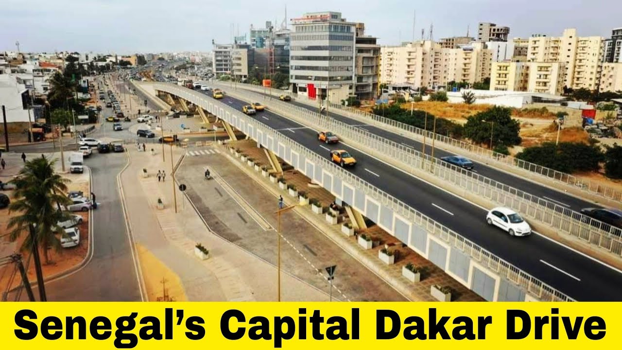 Senegal Capital Dakar Drive  New Highway Péage to Downtown City Roadside Views and Urban Development