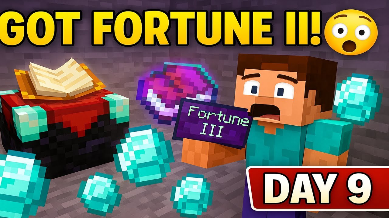INSANE LUCK 😱 | Day 9 me FORTUNE III mil gaya! 💎 | Minecraft Survival EP 9
