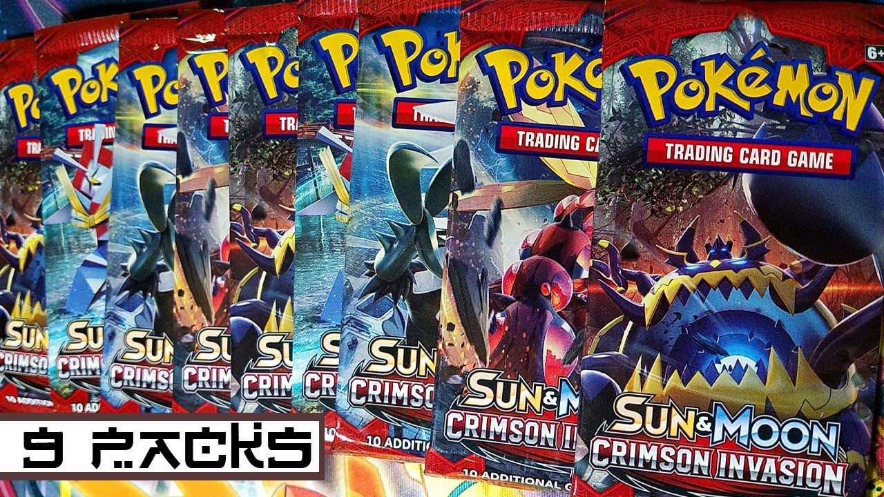 OPENING 9 WEIRD BOOSTER PACKS OF SUN & MOON CRIMSON INVASION - POKEMON UNWRAPPED