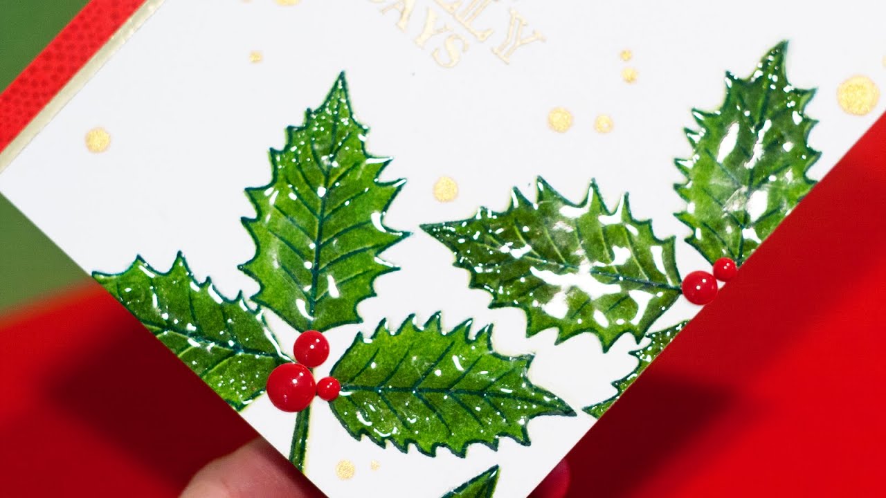 Adding Texture & Shine to Stamping - Holiday Card