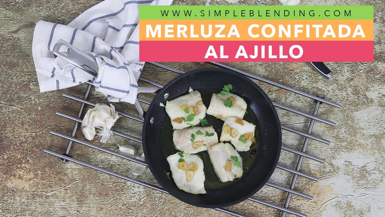 MERLUZA CONFITADA AL AJILLO | Cómo preparar filete de merluza al ajillo | Pescado saludable