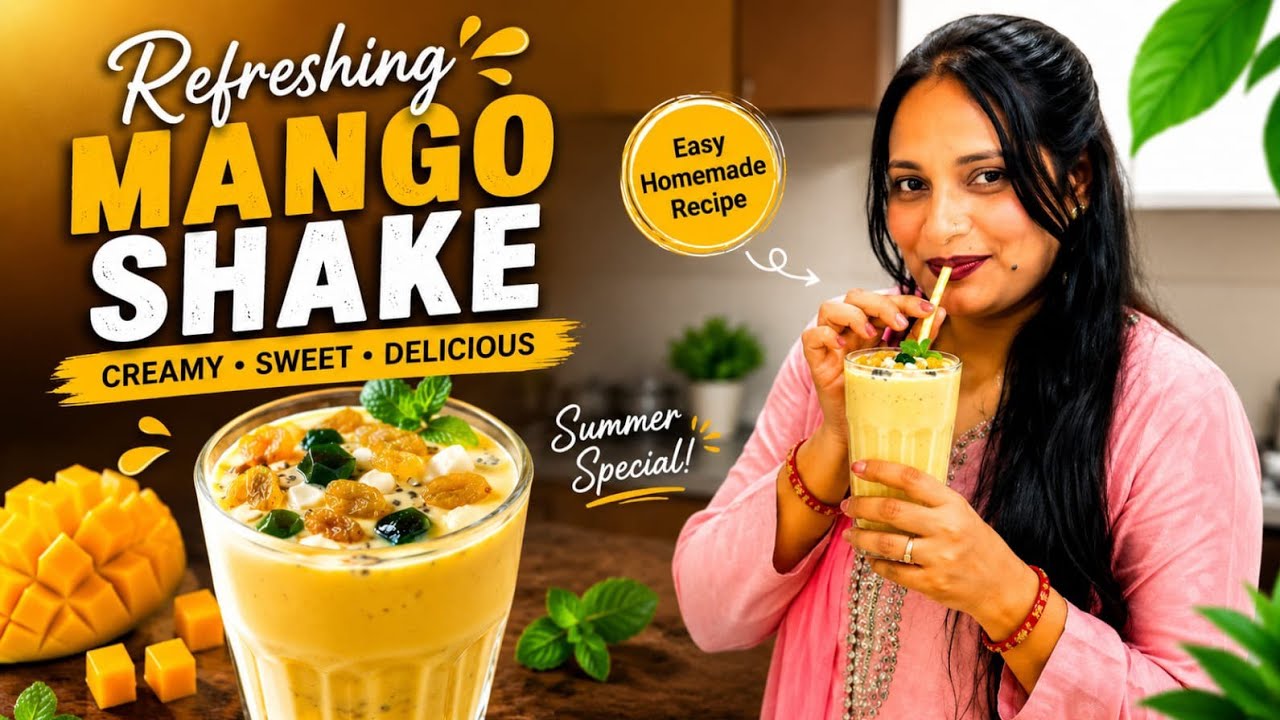 Mango shake recipe ||How to Make thick & creamy Mango shake  at home @fatimauniquerecipe 
