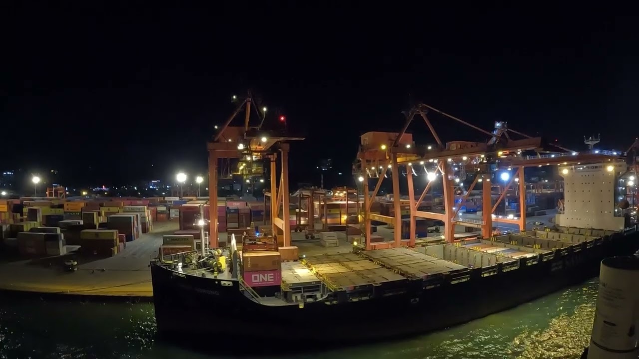 Onboard 0300LT Morning with pilot MV Wan Hai 173 Berthing  #marinelife #ship #container #trending