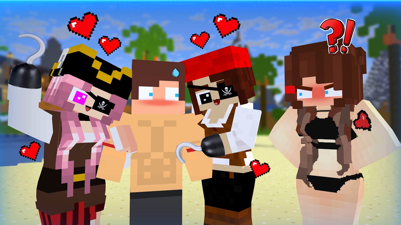 MAIZEN: JJ is Against Island Pirate Girls - Minecraft Animation JJ & JJ Sister & Mikey
