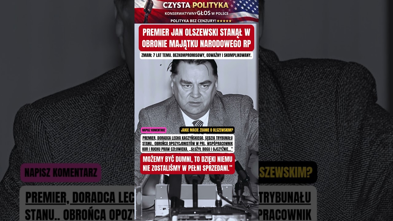PREMIER JAN OLSZEWSKI STANĄŁ W OBRONIE MAJĄTKU NARODOWEGO RP!