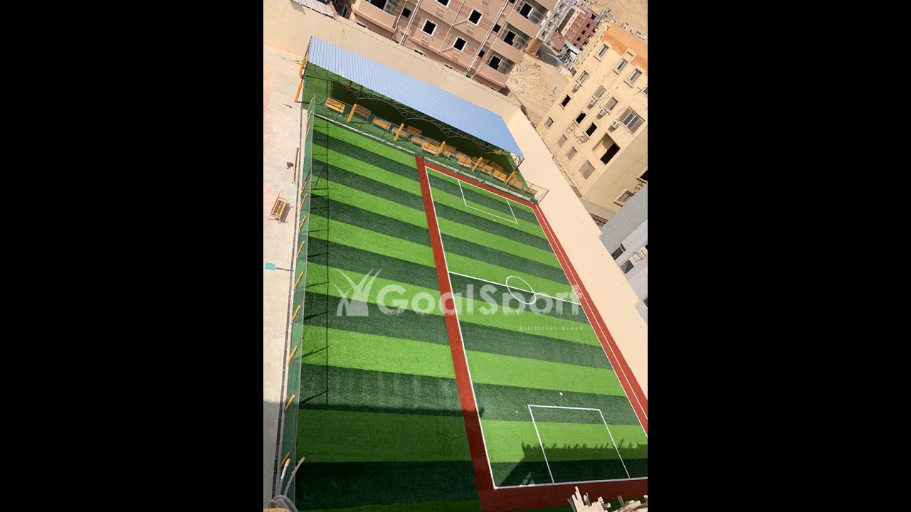افضل ملاعب النجيل الصناعي  الخماسي ومنطقة لاندسكيب ( كيدزاريا ) من تنفيذ جول سبورت في مدرسة خضير