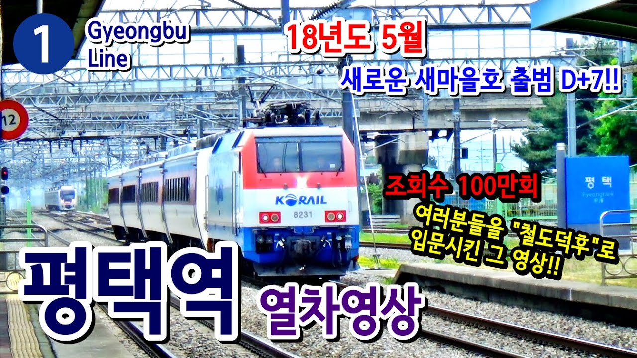 경부선 (1호선) 평택역을 지나는 열차들 (Train passing at Gyeongbu Line1 Pyeongteak station, Korea)