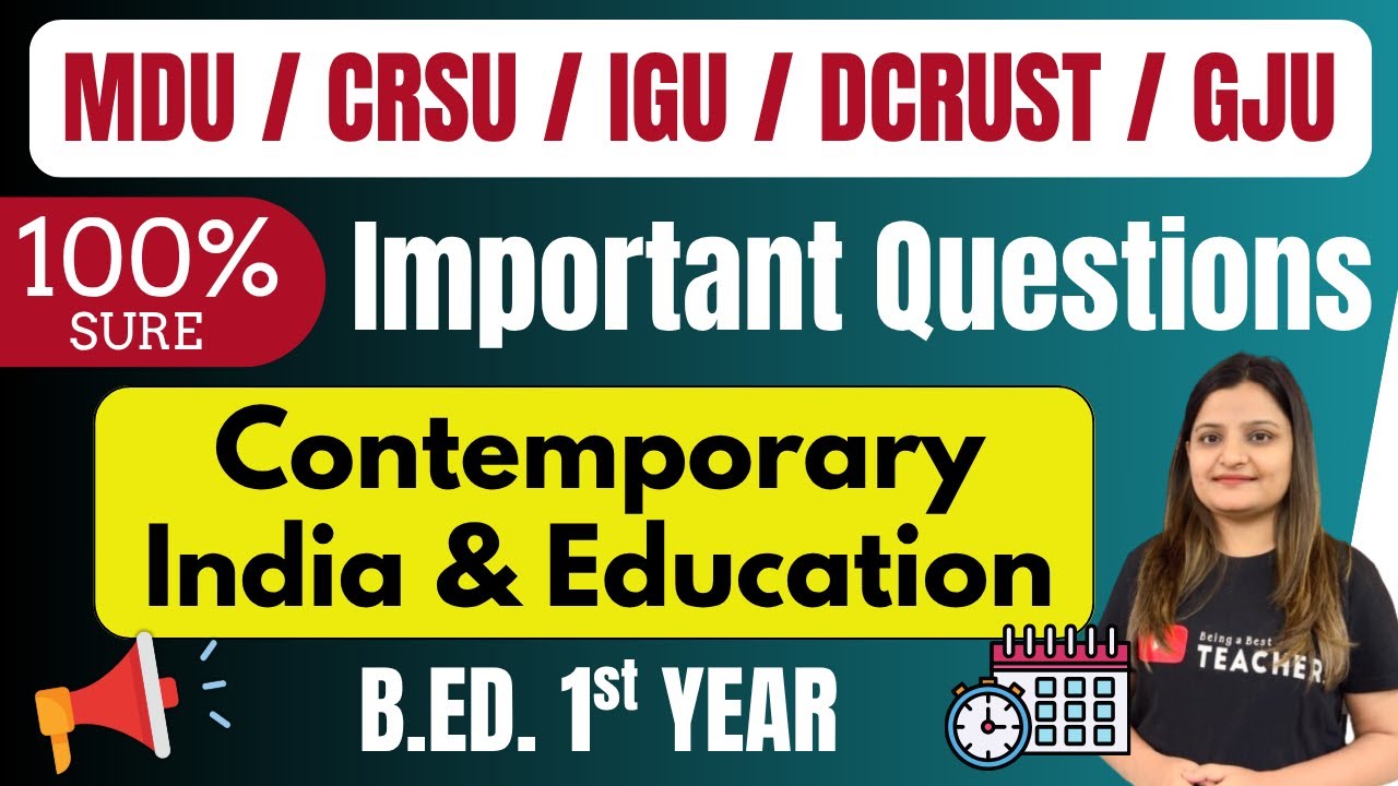 Contemporary India and Education Most Important Questions | B.ED. 1st Year Paper-2 I