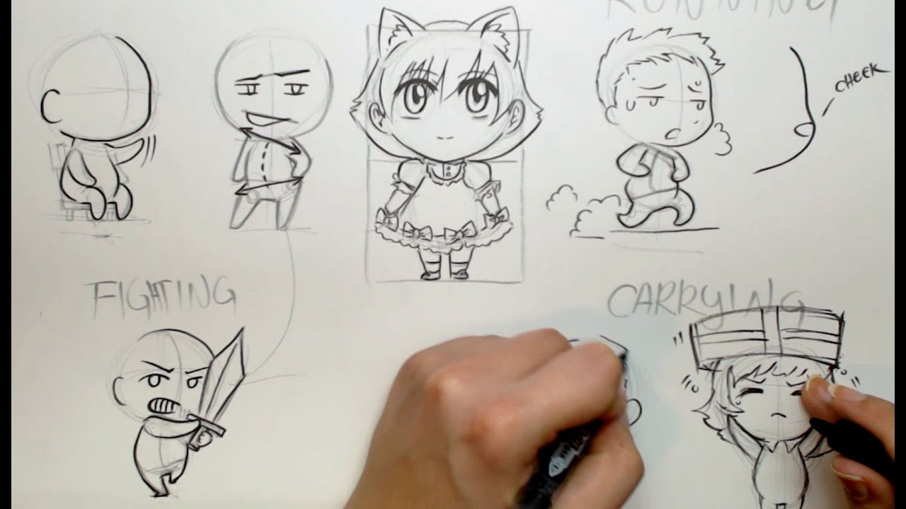 Draw Chibi Poses, Four different ways