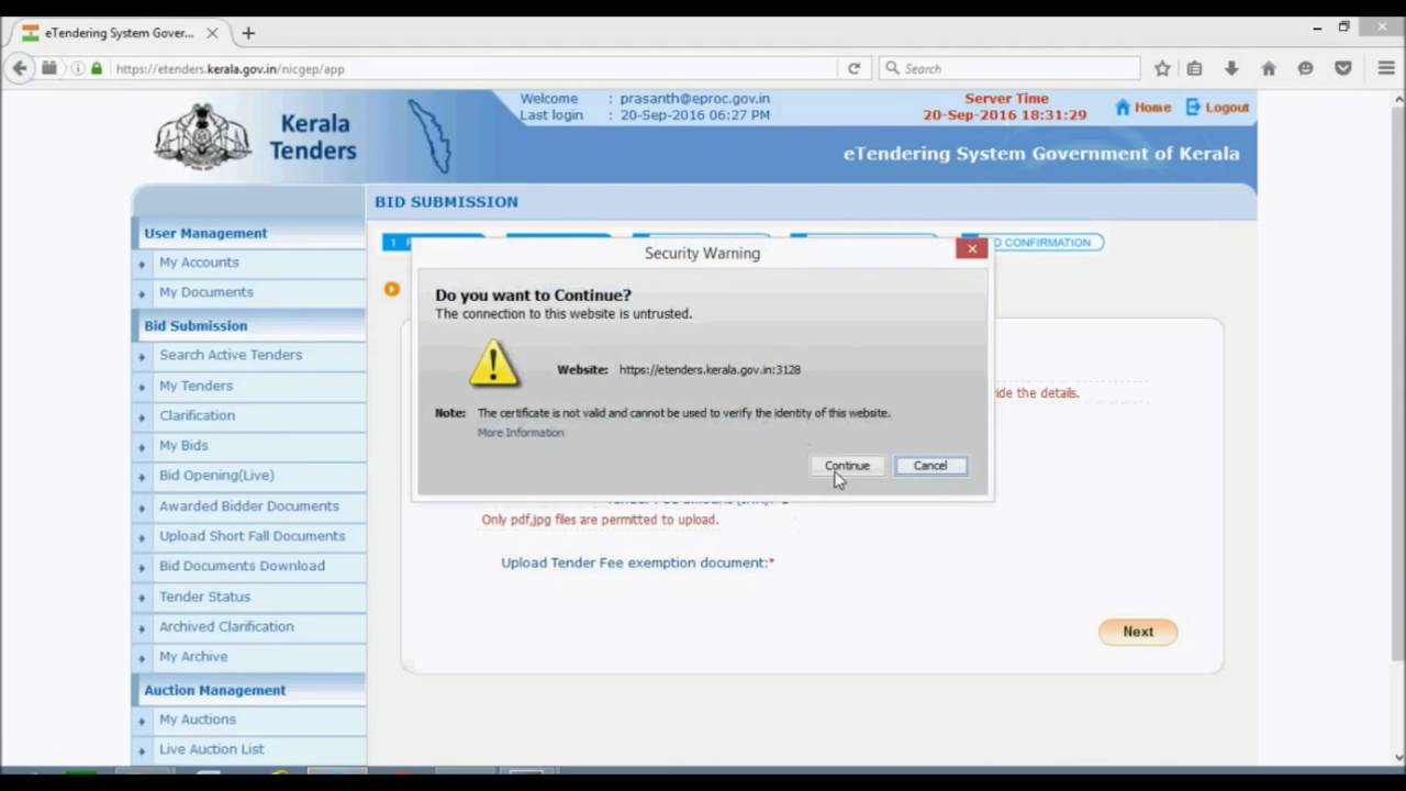 Bid Submission With  Online payment - SBT Online(Malayalam)