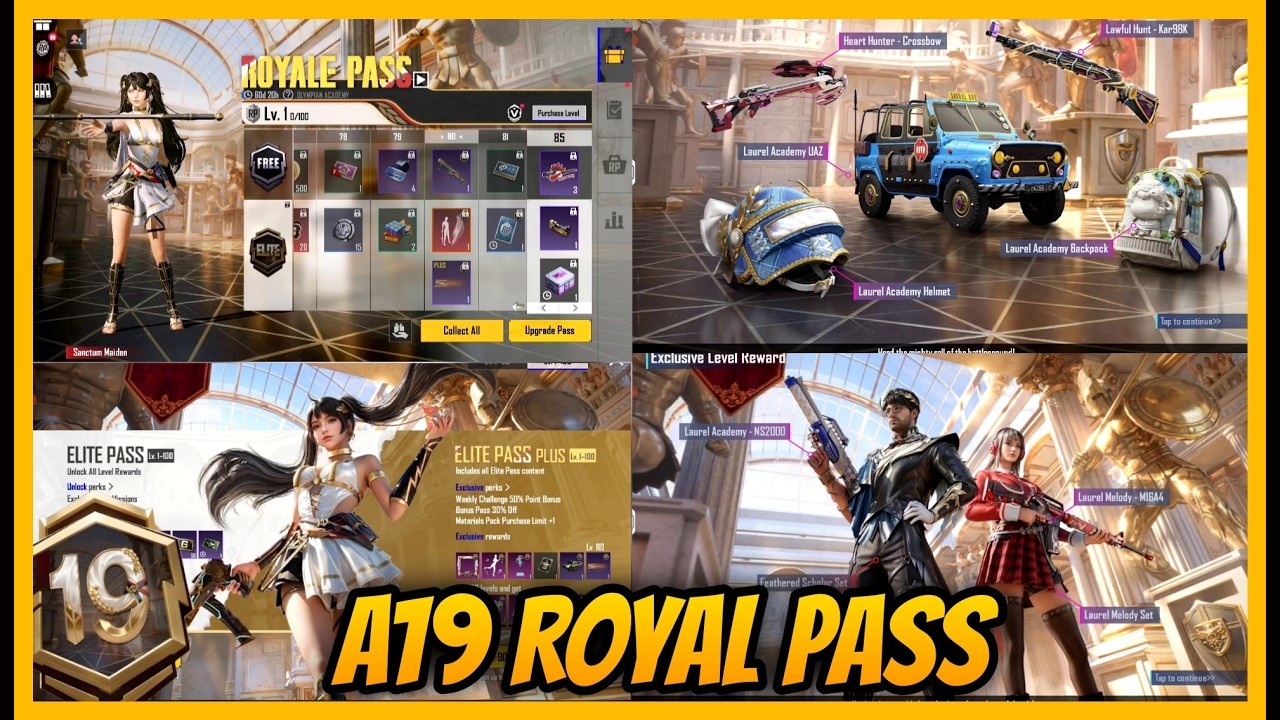 🔥A19 ROYAL PASS IS HERE - 1 TO 100 REWARDS AND COMPLETE LOOK IN 4.4 UPDATE ( BGMI )