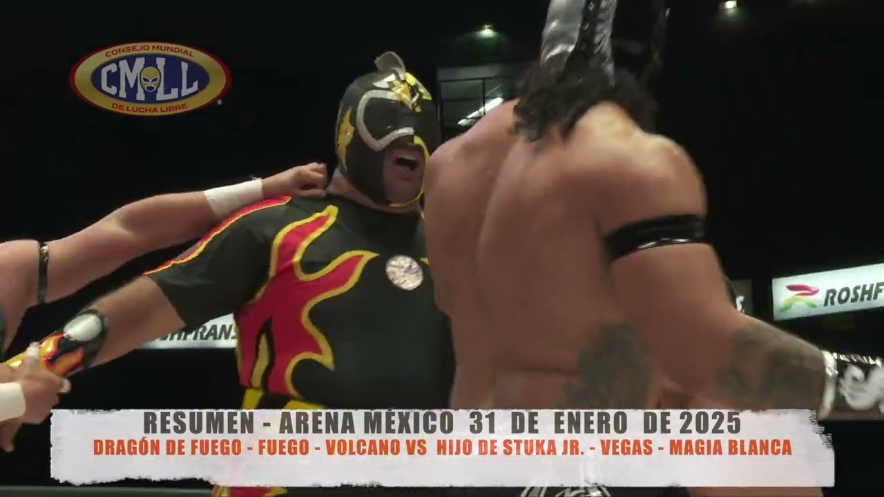 CMLL - DRAGÓN DE FUEGO-FUEGO-VOLCANO VS HIJO DE STUKA JR. - VEGAS-MAGIA BLANCA/ARENA MÉXICO/31-01-25