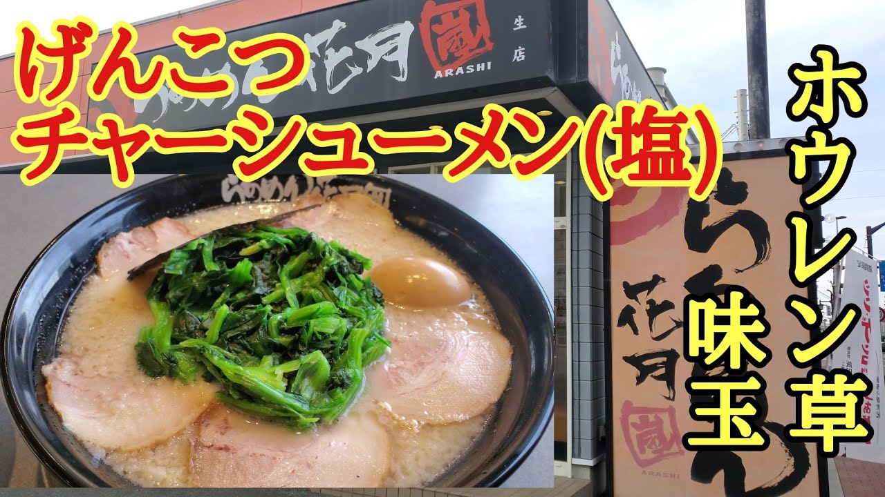 げんこつチャーシューメン塩の背脂は雪のように美しい アレンジライスあるよ【らあめん花月嵐】福生
