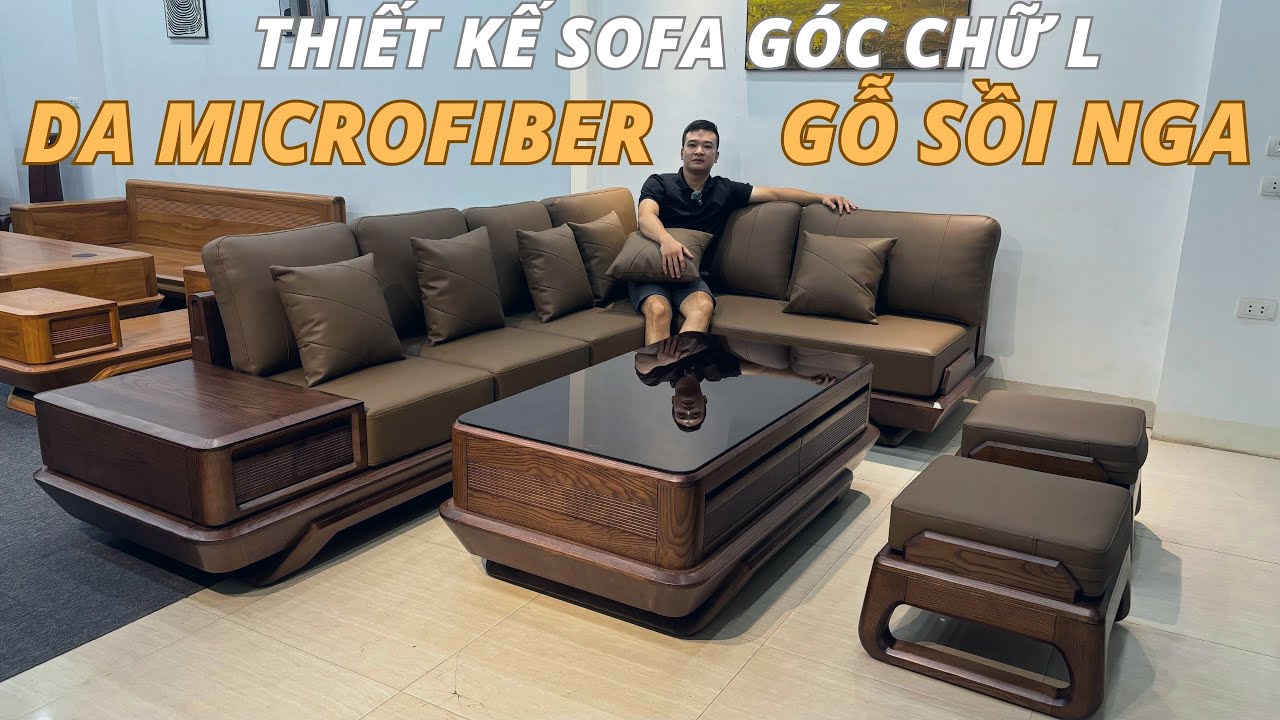 THIẾT KẾ SOFA GÓC CHẤT LIỆU GỖ SỒI NGA. GIẢI PHÁP GIÚP TỐI ƯU KHÔNG GIAN DÀNH CHO PHÒNG KHÁCH