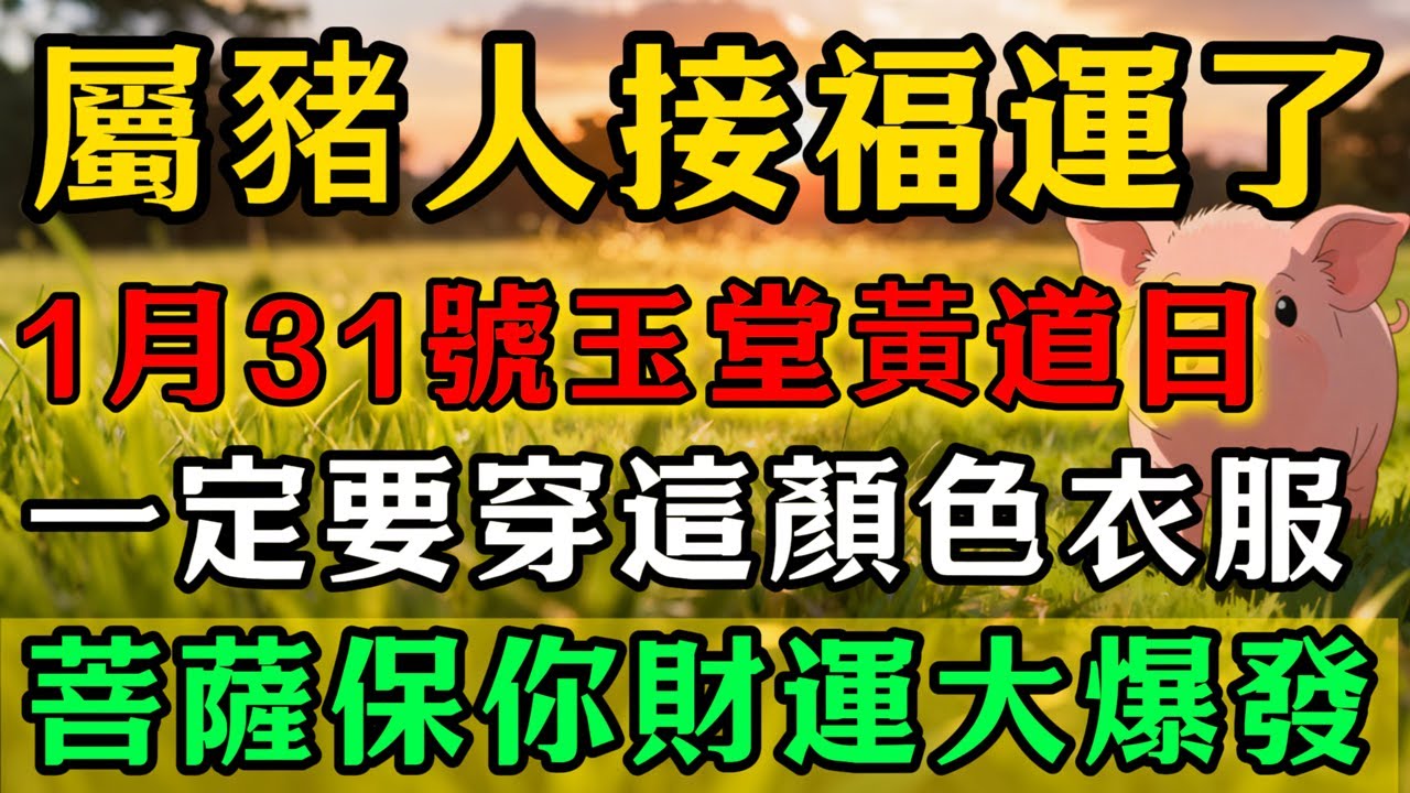 生肖豬必看，明天2026年1月31號，農曆臘月十三是「玉堂黃道吉日」，一定要穿這顏色衣服接財神！菩薩保你財運大爆發！#佛靈禪師#屬相運勢#生肖#家運#生肖運勢的那些事#先知#風水變化#提升運勢