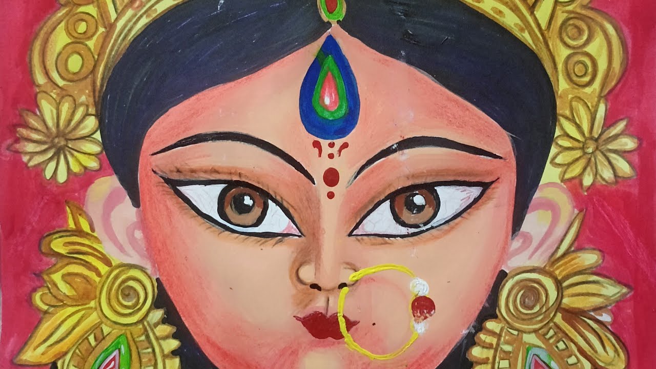 man Durga  acrylic colour drawing pencil drawing video live