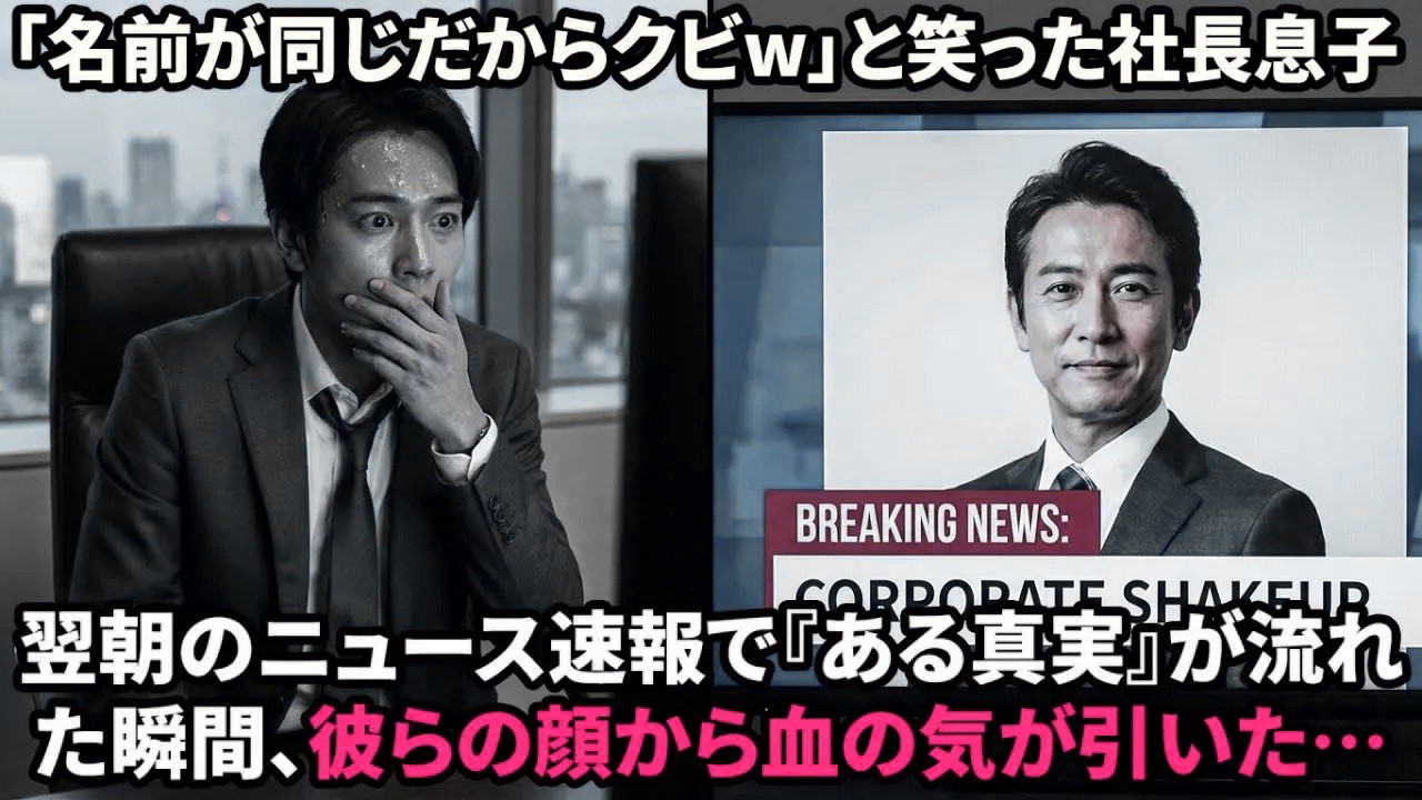 【スカッと】入社式で社長息子「同じ名前で迷惑ｗ消えろ」俺「分かりました」→翌日、ニュースで俺の『正体』が報道された結果、会社がパニックに…【感動する話】