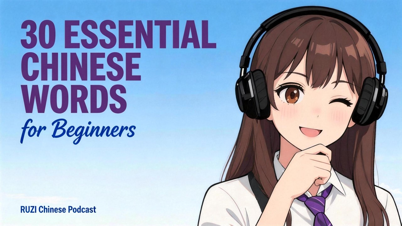 HSK 1–2 Chinese Podcast | 30 Common Chinese Words Every Beginner Must Know 30个简单的中文词汇