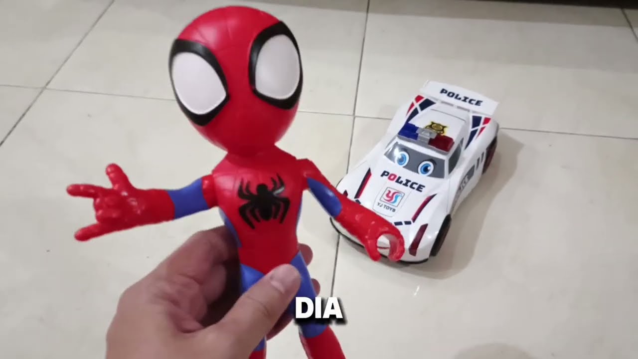 PINTAR!!! MAINAN MOBIL POLISI DAN SPIDERMAN