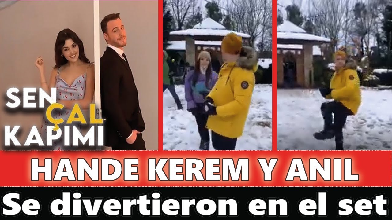 Kerem Bürsin Hande Erçel y Anıl Ilter se divertieron en el set de Sen Çal Kapımı