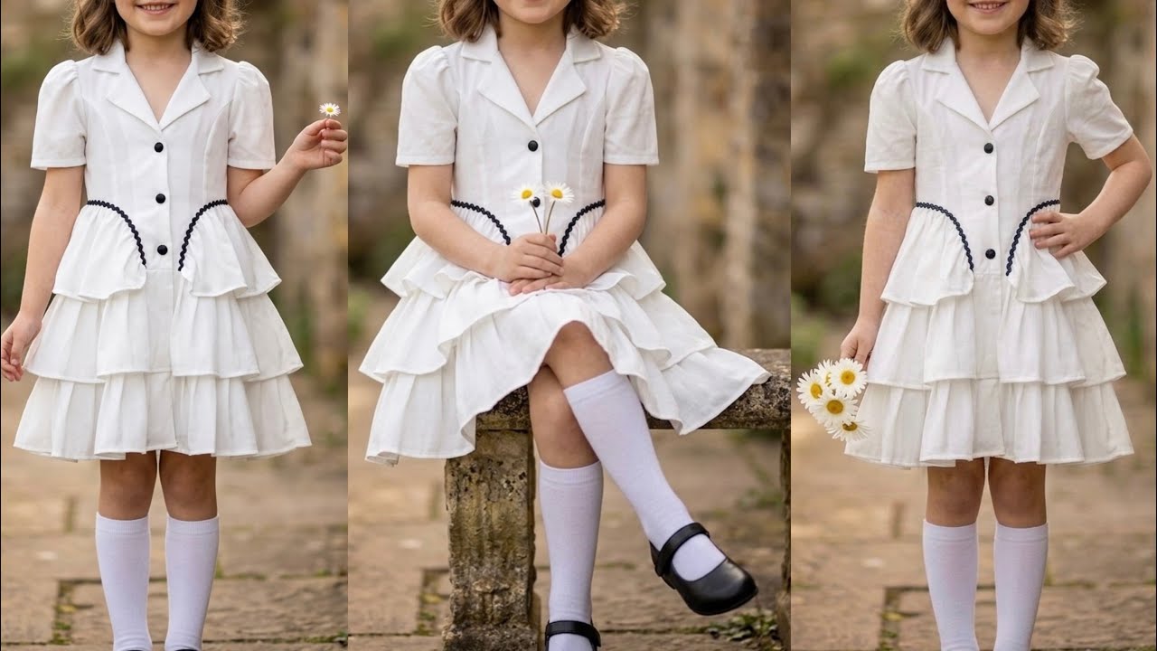 Princess Style Layered Baby Frock Cutting & Stitching| Coat Collar Frock Design | Trending DIY Dress