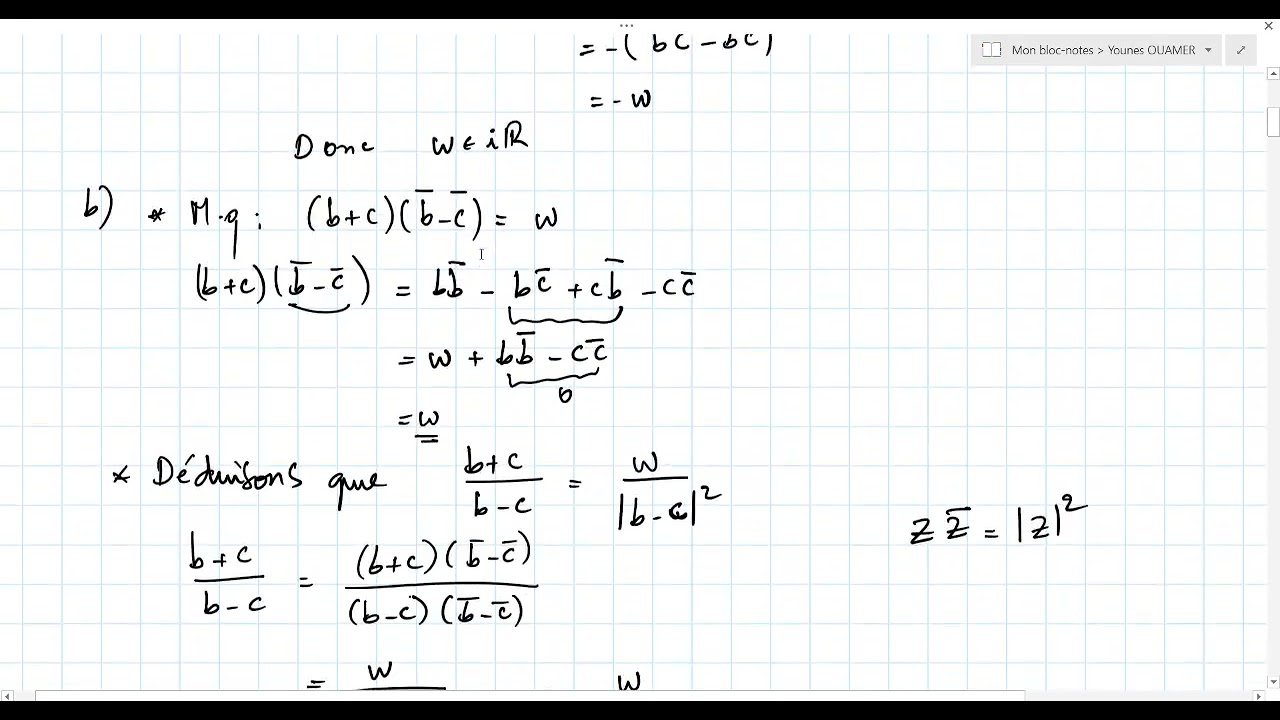 Les nombres complexes - Sciences mathématiques (Exercice 1 )