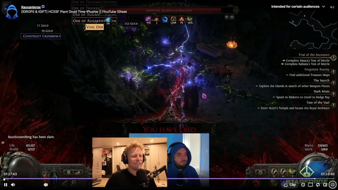 Реакция Quin69 на жалость Raxxanterax к Path Of Exile 2 HCSSF