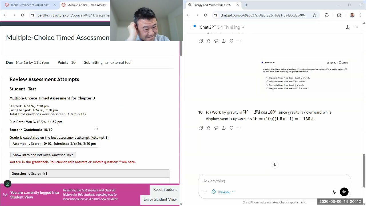 Physics 10 - Chapter 3 Multiple Choice Timed Assessments Demos 1 (with ChatGPT) and 2 (w/o)