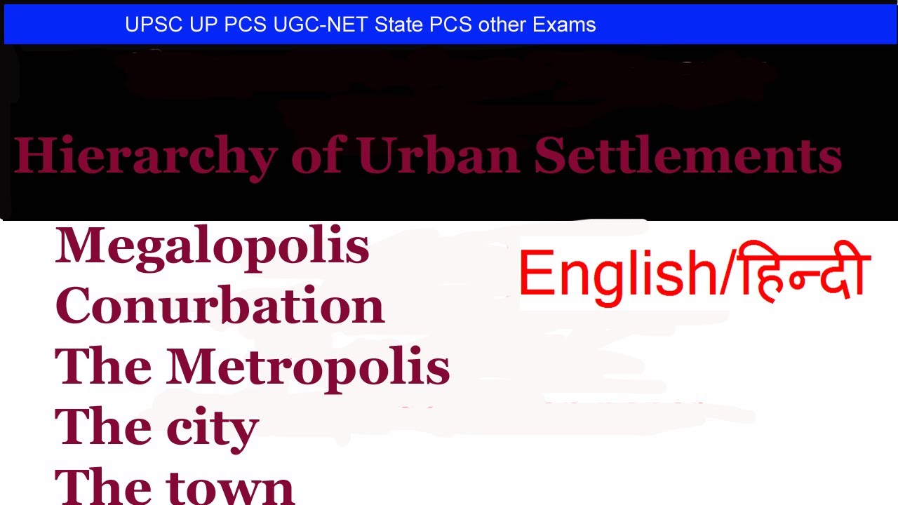 Hierarchy of urban settlements |Population and Settlement Geography | Human geography