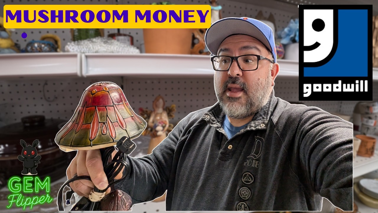 Thrifting at Goodwill for HOT Mushroom Decor | Tiffany Style Lamp Score for Reselling