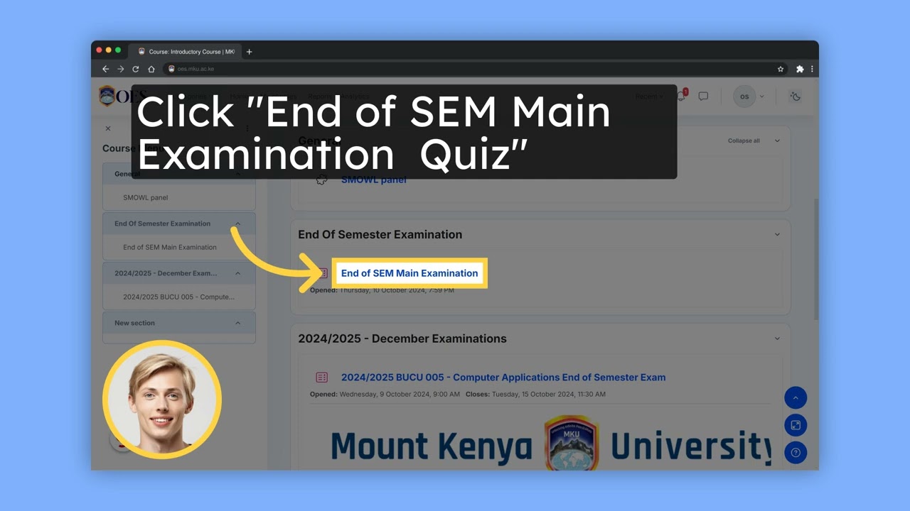 How to Log in to MKU Online Examination System OES