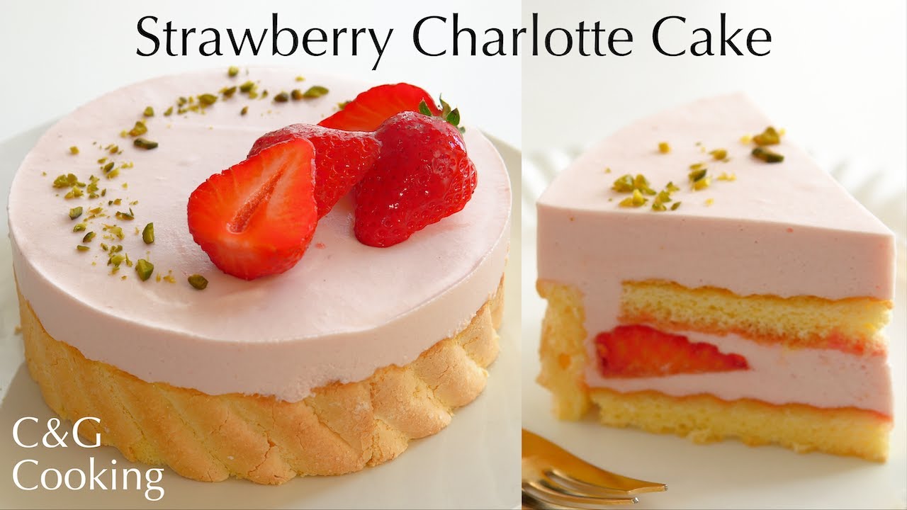 [ASMR] いちごムースのシャルロットケーキの作り方 Strawberry mousse charlotte cake | asmr スイーツ お菓子作り ムースケーキ いちごムース