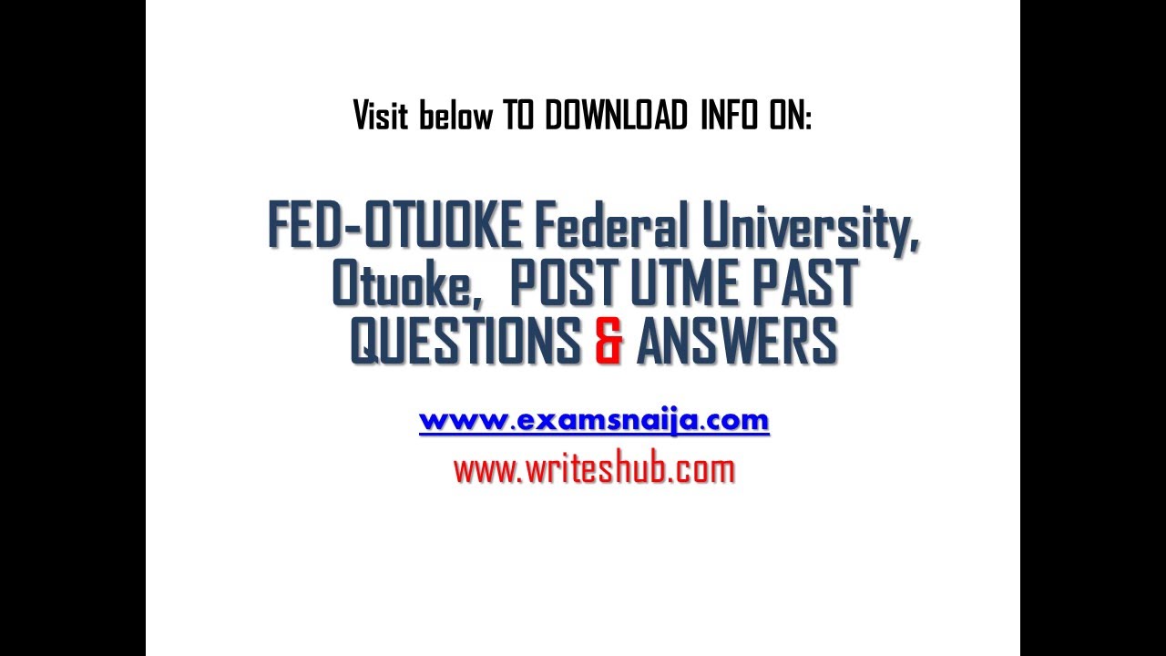 HOW TO GET FREE Federal University, Otuoke,  POST UTME APTITUDE TEST PAST QUESTIONS AND ANS