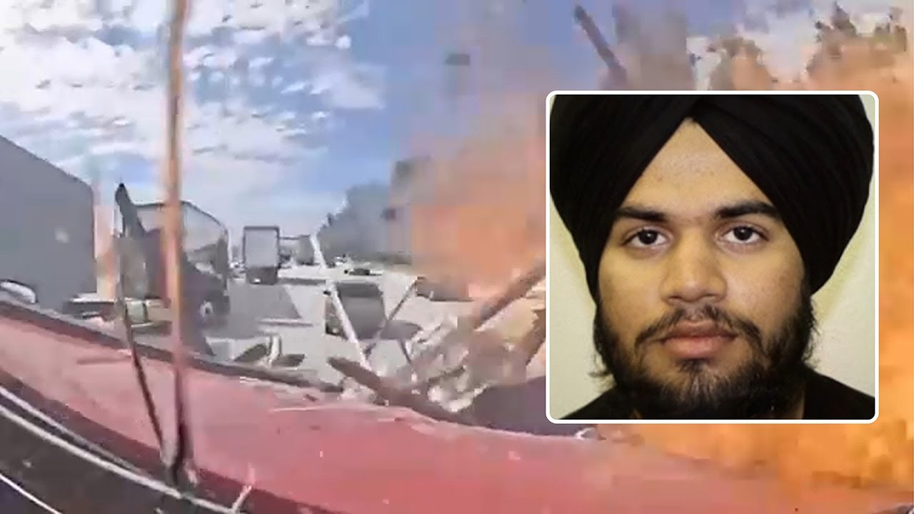 Semitruck driver charged in deadly SoCal freeway crash caught on video