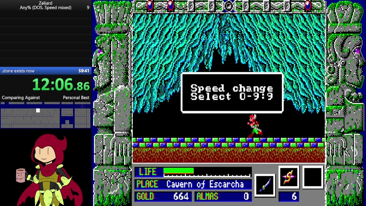Zeliard, Any% (DOS, speed mixed) in 40:49 by davidtki