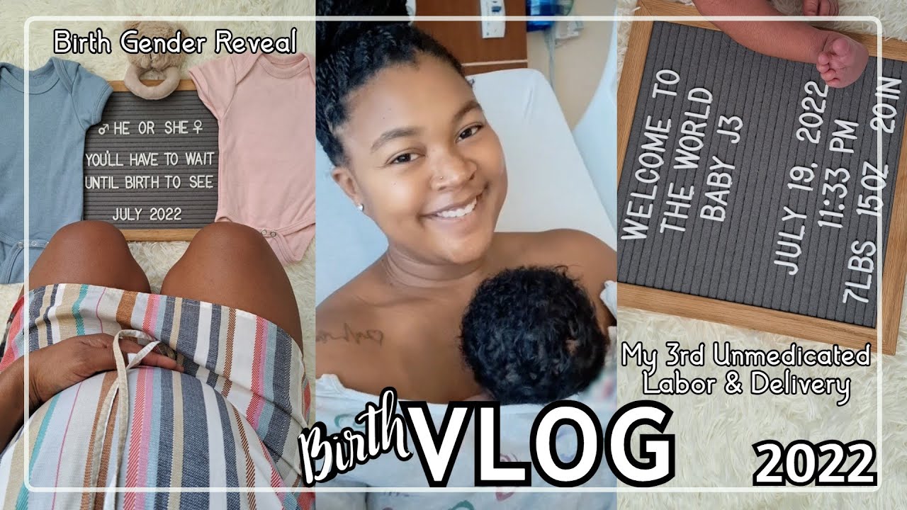 My 3rd Unmedicated Labor and Delivery Vlog | Positive Birth Story | Birth Gender Reveal